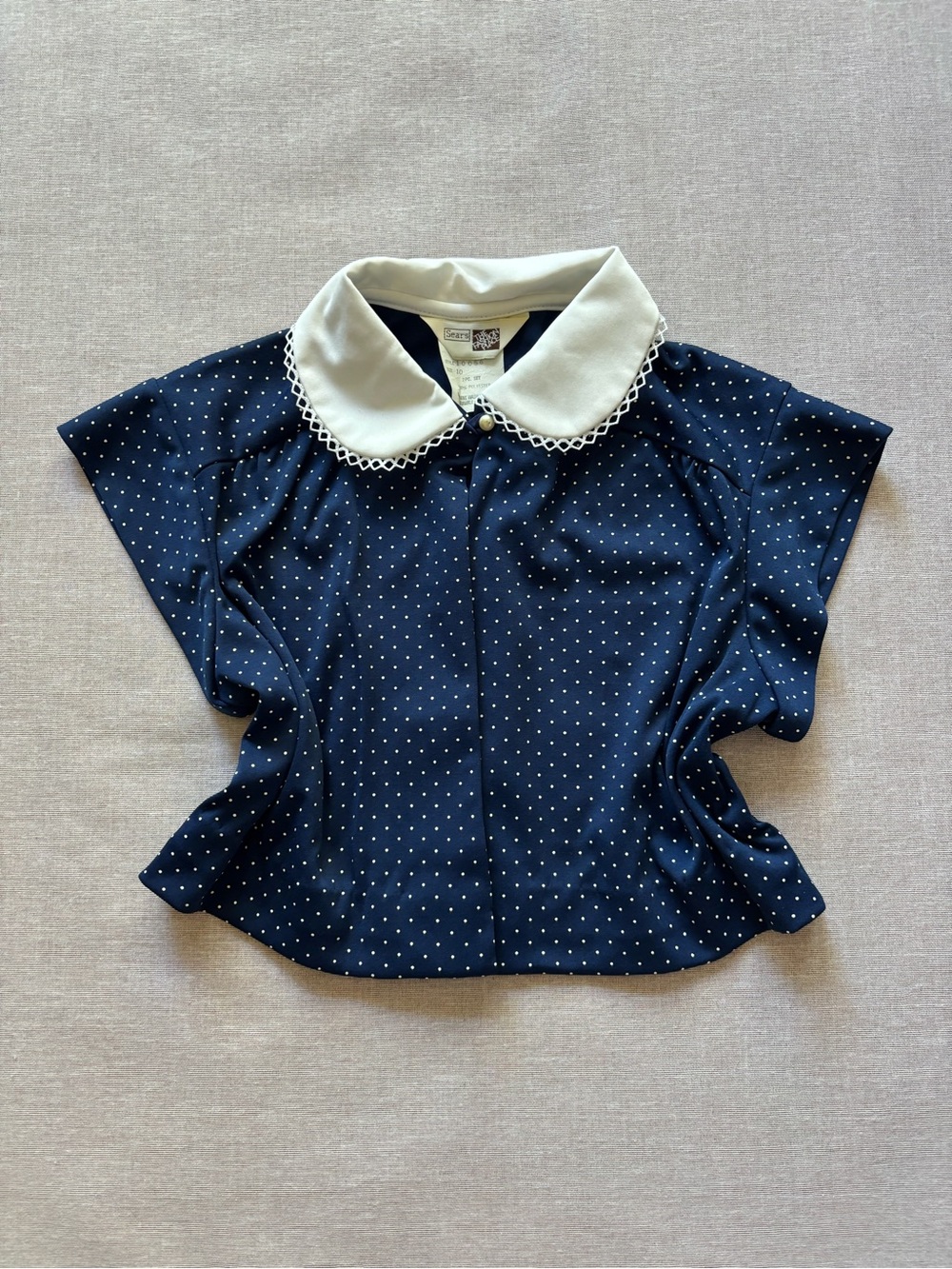 Sears vintage navy polka dot coquette cottagecore retro bolero top